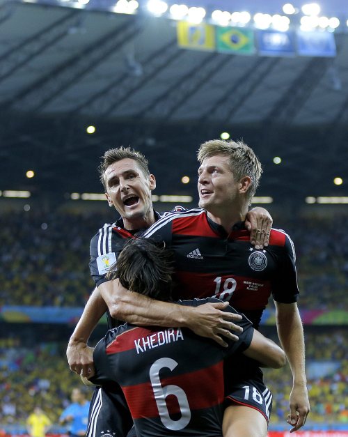 Toni Kroos and Sami Khedira were both of them man of the match against Brazil , Congratulation Germa