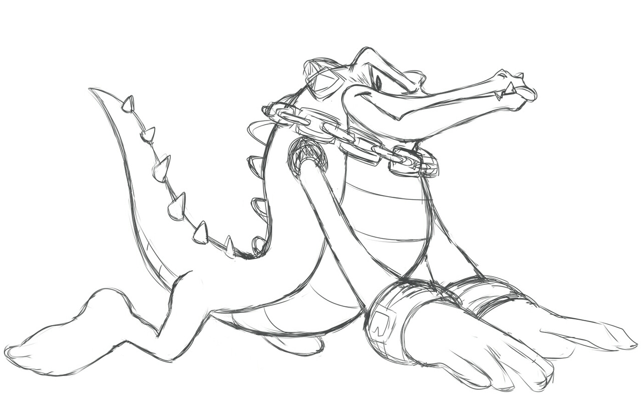 Rough sketch of Vector the Crocodile! :D He was always one of my favorite Sonic characters