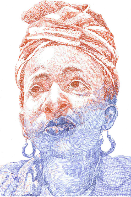 This is artist LNY &rsquo;s portrait of Edith Kahbang Walla [ the first woman candidate for