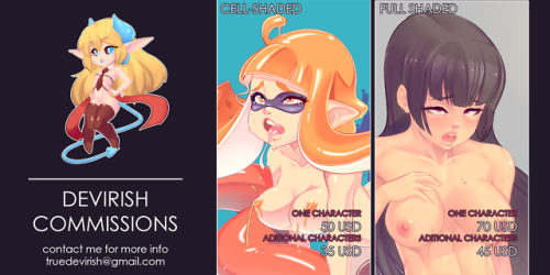 devirish: Commissions OPEN!!! I have new spots for this month, if you are interested please send an E-Mail to truedevirish@gmail.com also you can find more info here https://devirish.tumblr.com/commissions Spot 1- SerF Spot 2- Cithys Mak Spot 3- Fallingti