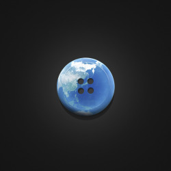 地球ボタン Earth Button 黒シャツ限定。暗黒の宇宙に浮かぶ青く美しい地球をイメージしました。