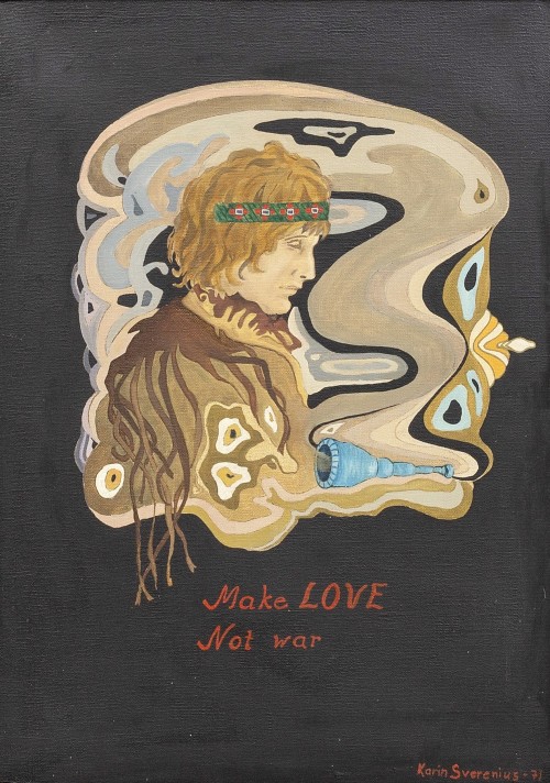Karin Sverenius Holm (1950-2017)—Make Love, Not war [oil, canvas, 1971]