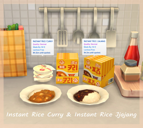 November 2021 Recipe_Instant Rice Curry and Jjajang  ※ Need Recipe Pack Mod Latest Version (21.11.05