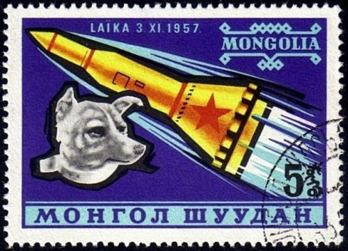 enrique262:Postage stamps commemorating Laika, the first soviet space dog and the first living being