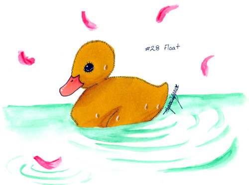 Inktober 2020Day 28: FloatWee duckling floating on a cherry blossom pond.