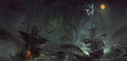 morbidfantasy21:  Cthulhu and Pirates – book cover by Richard Luong  