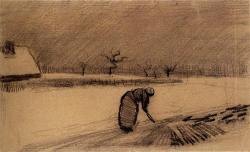 vincentvangogh-art:    Woman With A Fork In A Winter Landscape  1883  Vincent van Gogh  