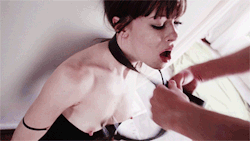 sexychoking:This slut knows that her mouth has two purposes. Saying “Yes Sir” and sucking cock.
