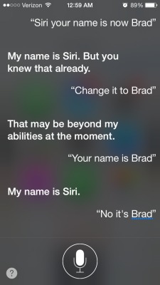 awkward-fallen-angel:  Siri got all sassy with me when I tried to change it’s name to Brad 