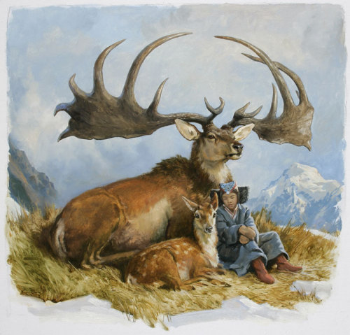 This is an Irish Elk. It roamed the plains of Eurasia during the Pleistocene. It stood 7 feet high a