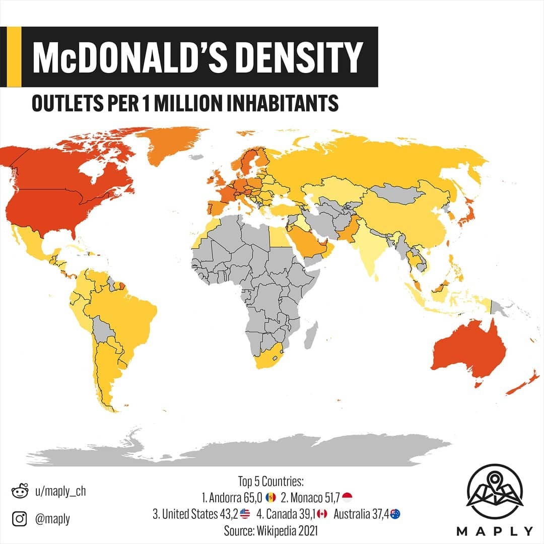 Number of McDonald’s outlets per 1 million... Maps on the Web