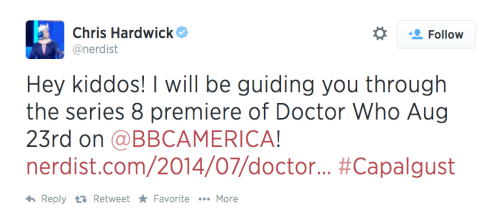 doctorwho:  Chris Hardwick on hosting the Doctor Who pre-show and aftershow.
