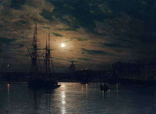 Night on the Neva, St. Petersburg, Lev  Lagorio  - (1827-1905)via AHistoryOfArt