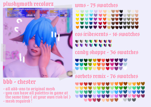 ♡  bbb’s chester hair ( recolor dump ) ♡base game compatiblecomes in 4 flavors ! you can have all fo