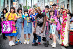 tokyo-fashion:  Zelig and his kawaii friends on the street in Harajuku today.