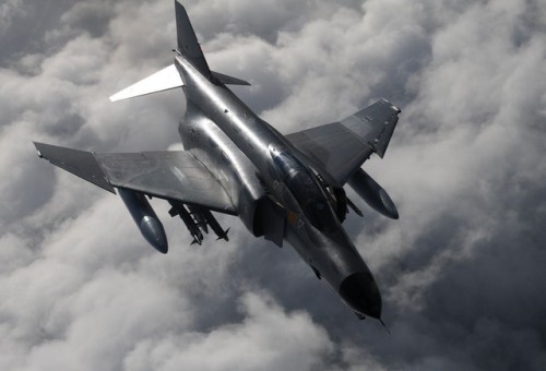 m4a1-shermayne: A Luftwaffe F-4 Phantom from Wittmund Air Base, Germany, flies beside a KC-135R Stra