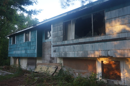 Blue abandoned house.    Peabody, MA