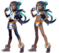 gghero: (pictured: my redesign in the left, nessa’s original design on the right) man, i love nessa’s palette, her sandals (you thought crocs were bad???) and her hairstyle,  but im not a fan of her attire. nintendo gives their dark skinned ladies