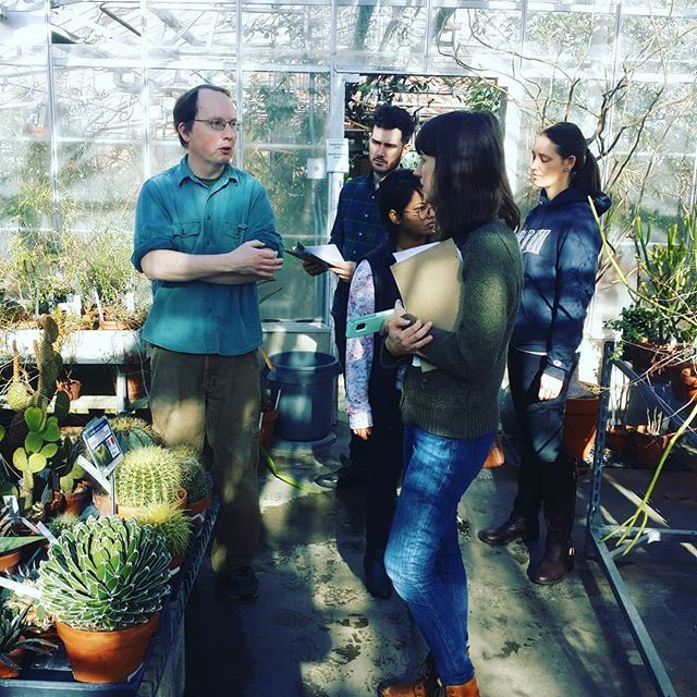 Leaf Ecology Lab for EEB2244 (General Ecology) runs next week. Our lead horticulturist Matt Opel bringing teaching assistants up to speed on some of over 70 species to be highlighted. You can check them out too - just come in and look for the signage...