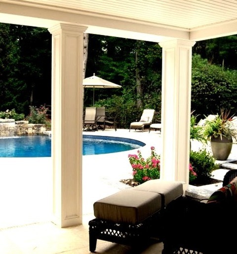 DC Metro PoolhousePool House: Large Traditional Stone Pool House Design For The Backyard