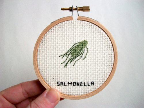 amsplendor:etsy:Alicia Watkins’ embroidered microbes.PRIONS ARE NOT MICROBES THAT BOTHERS ME. 