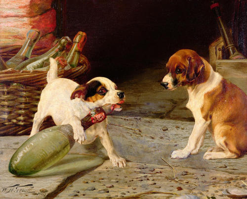 garnetshell:doggosource:oh to be a pup being painted - by William Henry Hamilton Trood (1848-1899). 