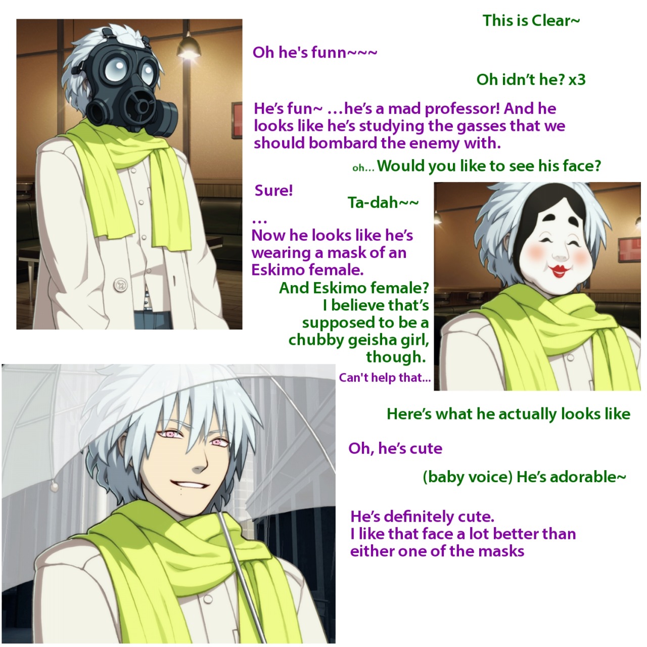 sweetmelonkandy:  hot-gothics:  DRAMAtical Murder First Impressions with my mom I