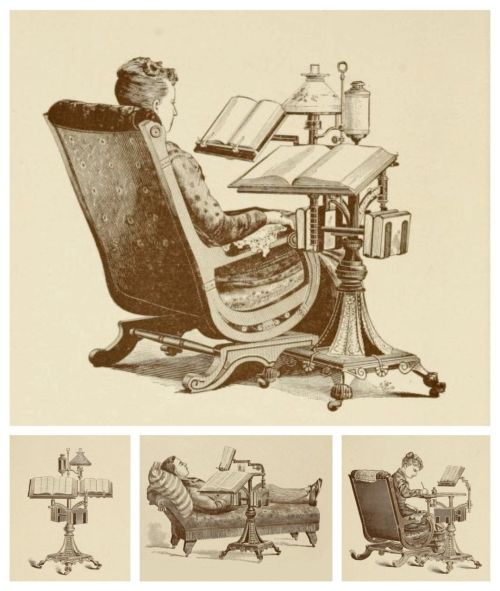 ebookfriendly:The Holloway Reading Stand from 1890 combined a dictionary holder, book rest, lamp sta