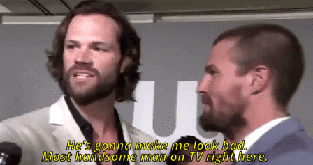 nothingidputbeforeyou: Right after Jared compliments Stephen Amell, Jensen magically appears to stan