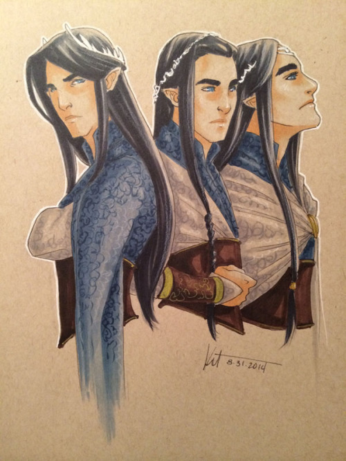 silvertales:August 31st’s Daily Doodle Sketch-like thing: the sons of Finwë: Fëanor, Fingolfin, and 