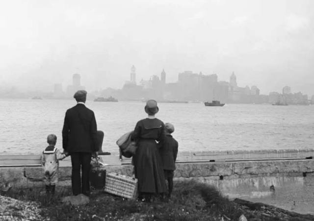 Lewis W. Hine &bull; The Carletti family admiring the New York City skyline just minutes after landing on&hellip;