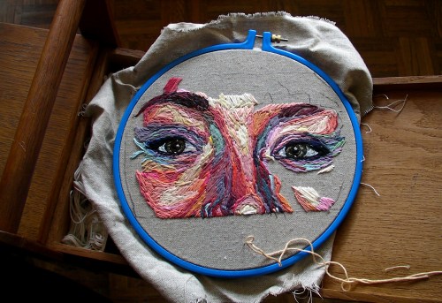 Porn photo jsarloutte:  On my own, Autoportrait, embroidery,