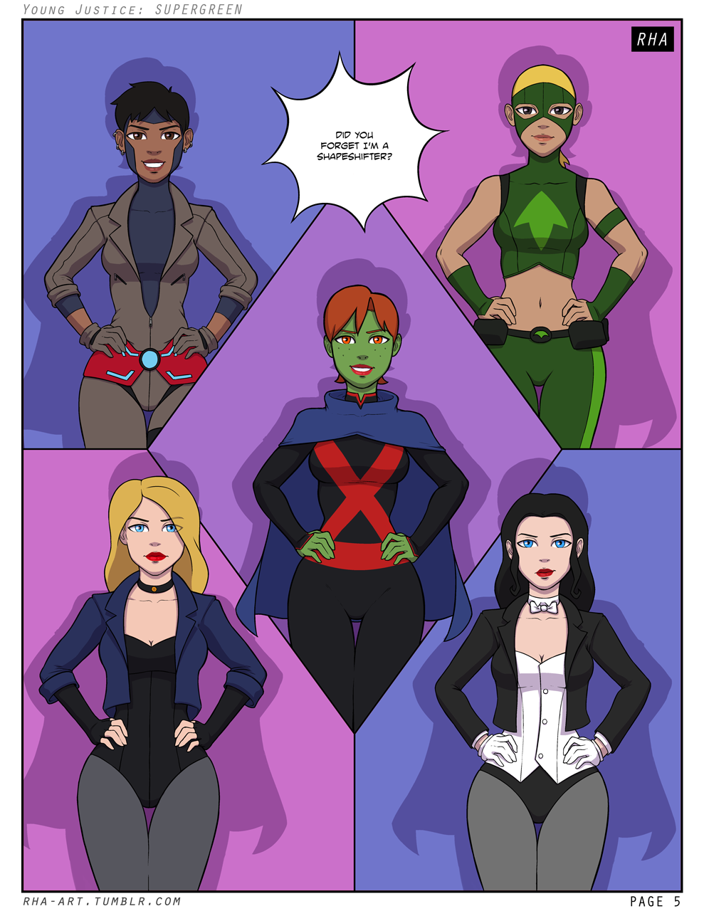 rha-art:  Young Justice: Supergreen — PAGES 00–07 &gt; Part 1: Pages 00 –