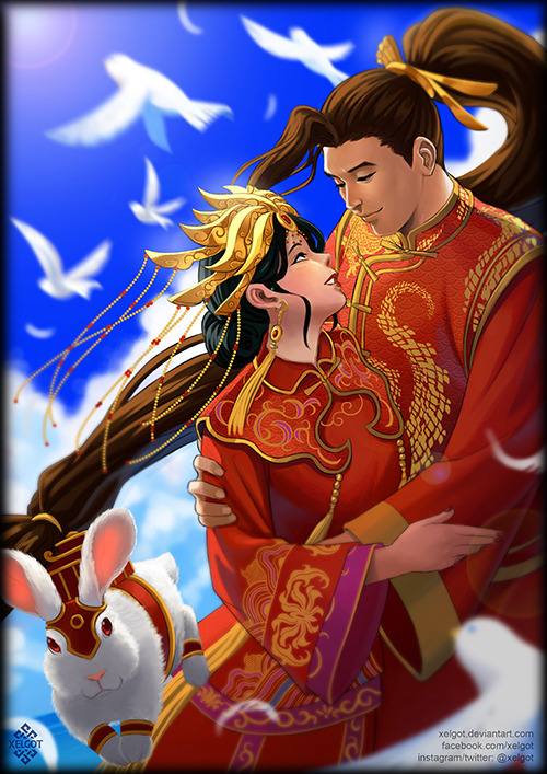 Chang'e And Hou Yi From Smite As I Imagined Them Wearing This Traditional Chinese Outfits. It Would Be