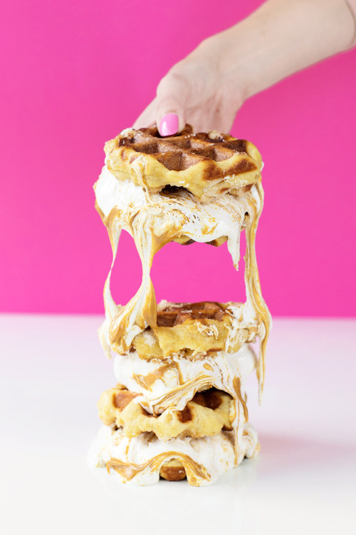 sweetoothgirl:FLUFFERNUTTER WAFFLE SANDWICHES