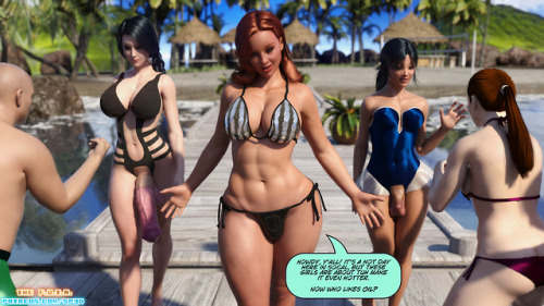 squarepeg3d:  squarepeg3d: IT’S A NEW MONTH, AND A NEW F.U.T.A MATCH HAS BEGUN! Kasunaga Emiko and Freia Stormbringer slink into teeny weeny bikinis, oil up, and threaten to give the sun a run for its money with how hot this match will probably end