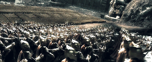 elvenking:  “So began a battle that none had expected; and it was called the Battle of Five Armies, and it was very terrible. Upon one side were the Goblins and the Wild Wolves, and upon the other were Elves and Men and Dwarves.” 