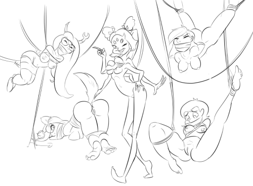latenightsexycomics:  Here’s a finalized sketch of a crazy doodle from a stream.  Muffet caught Vriska, Spider Gwen, Jade, and Ms. Keane in a spider web?  I don’t remember how we all came up with this, but it was too crazy to not doodle!!