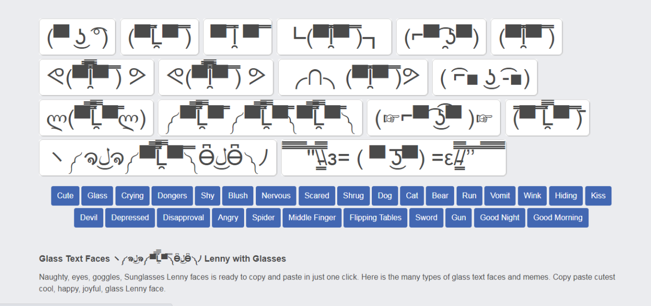 copy and paste text faces copy and paste text faces