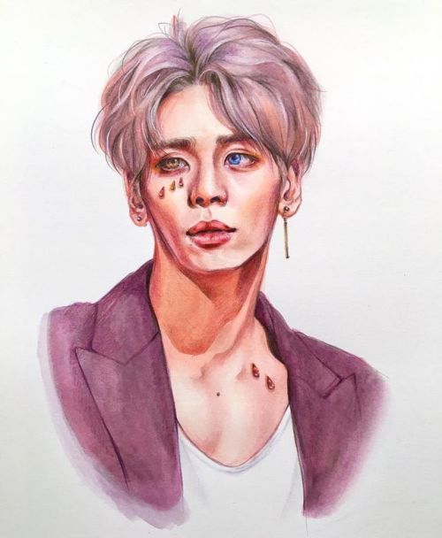 Jonghyun . #shineefanart #jonghyun  #watercolorpencil #colorpencil  . . 全員描きたくなりました✧*。 www.i