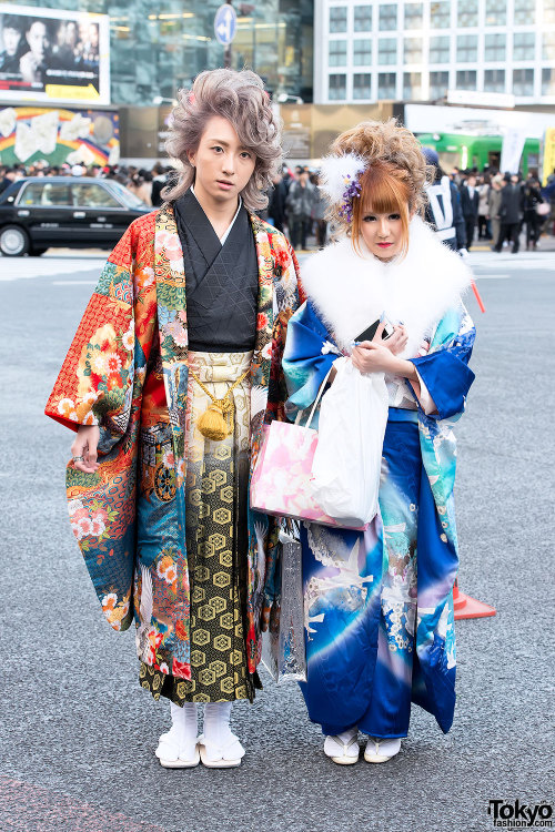 tokyo-fashion:  125 pictures of beautiful furisode kimono on the streets of Shibuya during Coming of Age Day 2014 in Japan. This is one of my favorite fashion days of the year - so many pretty kimono everywhere in Tokyo!!!