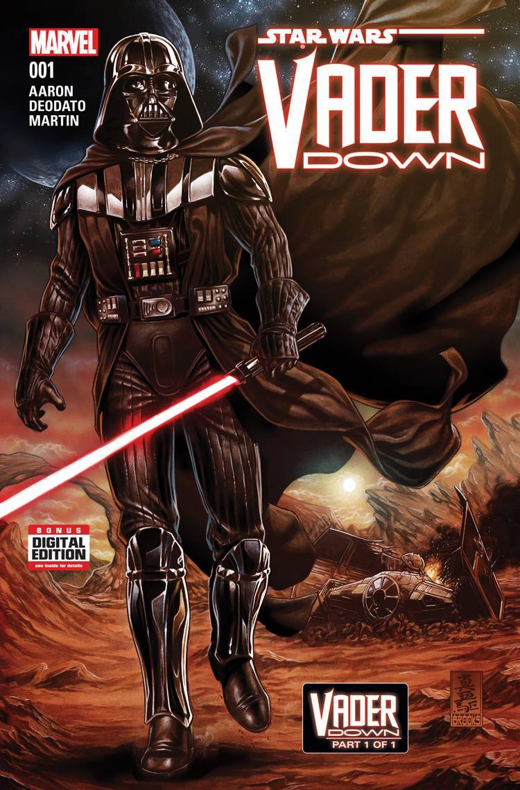 The Emperor’s personal enforcer has been shot down - and every rebel in the galaxy is out to claim his head! Don’t miss the one-shot Star Wars: Vader Down #1, out next week at Curious Comics!