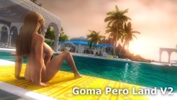 Goma Pero Land  V2Add new place for screenshot  スクリーンショット撮影のための新たなロケーション追加modを作成したのでUPします。季節は冬に向かってますが、空気を読まず暖かそうな場所を作りました。ググってでてきた世界各地リゾートのプールの画像見て、それらのデザインをパクり参考にして作りました。もうひたすらプールか風呂、そしてビーチっていう偏った土地です。SSを取り忘れましたが装備できる浮き輪も同梱してあります。