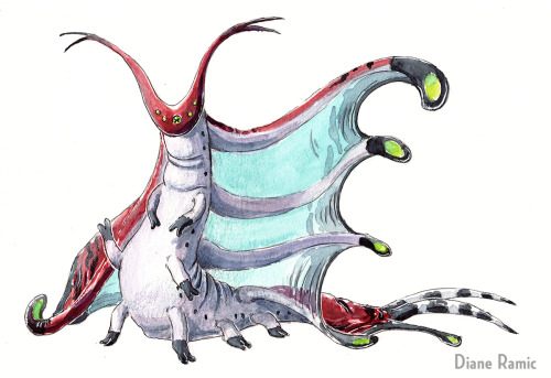 dianeramic: Did a watercolor illustration of a new species I’m working on for a new world! They are 