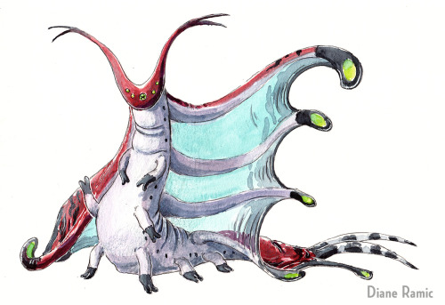 Did A Watercolor Illustration Of A New Species Im Working On For A New World! They Are Called Quiverleafs,