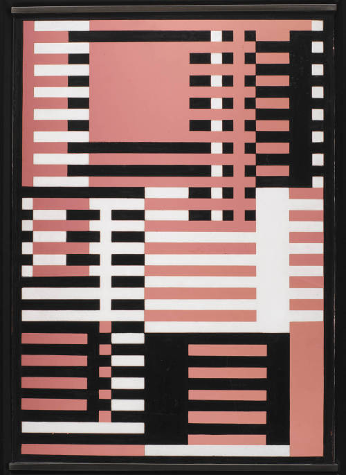 Josef Albers, Goldrosa, 1926. Red glass flashed on milk glass, sandblasted, with black paint. 45 x 3