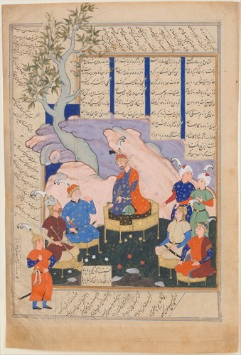 “Luhrasp Hears from the Returning Paladins of the Vanishing Kai Khusrau”, Folio from a S