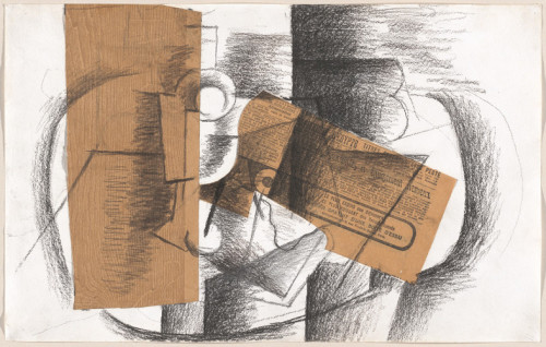 artist-braque: Glass and Tobacco (Verre et paquet de tabac), Georges Braque, 1913, MoMA: Drawings an