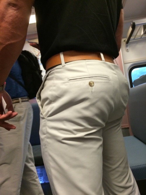 yobigbadrey:  taxxonomy:  He stood in front of me like this for a good five minutes on the train today.  Even with the slacks I’d wanna Jerck off to that ass. 