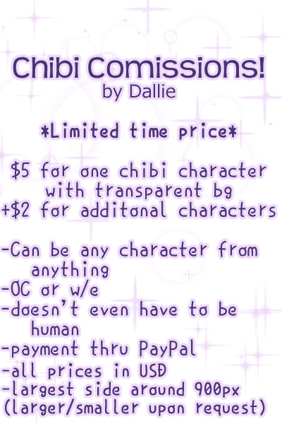 dalchan:   I’m opening up $5 commission for a limited time!  You’ll get a ~900px ch